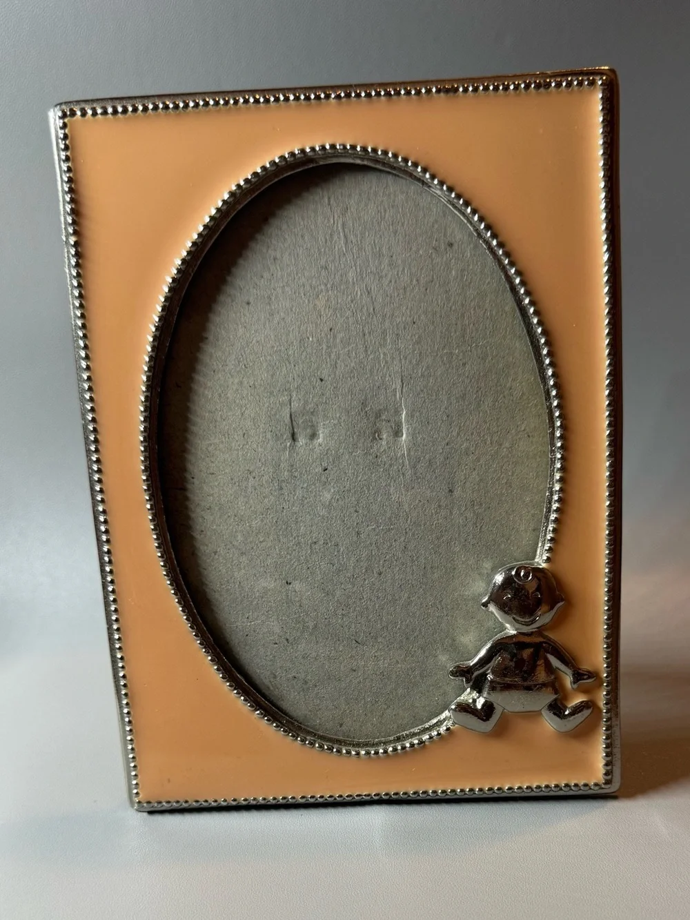 Silver Baby/Teddy Bear Picture Frame | 4x6 | Nursery Decor | EUC